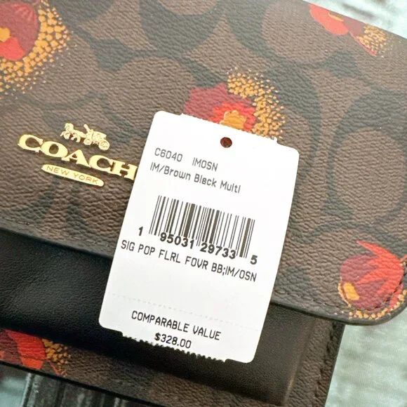 Coach C6040 Foldover Belt Bag In Signature Canvas With Pop Floral Print In Brown - Picture 8 of 9